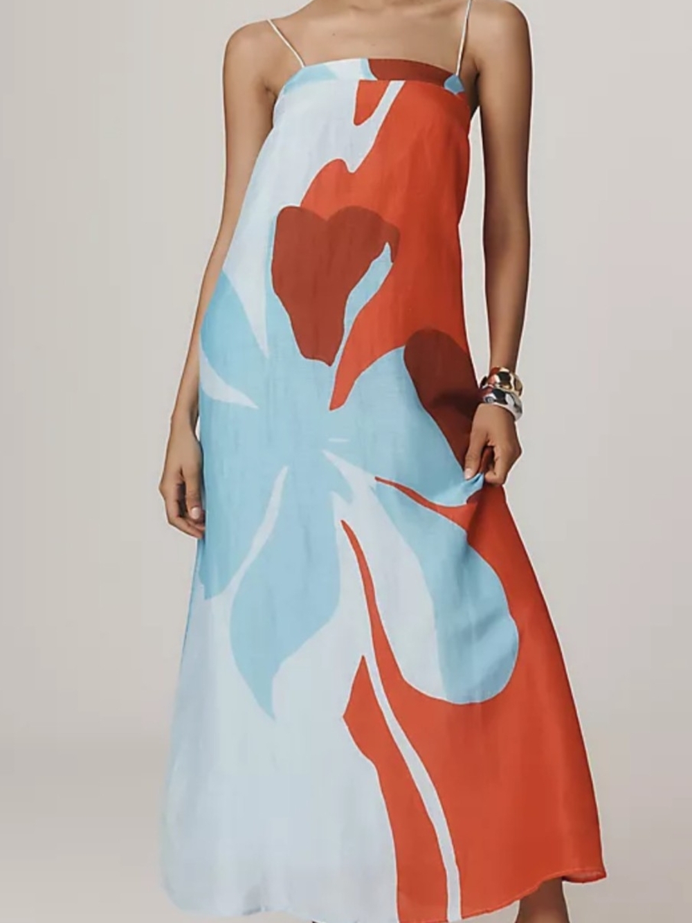 Significant Other Women’s Abstract Print Maxi Dress — Orange & Light Blue